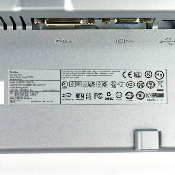 USED Dell 1908FP 19" flat panel monitor Rotates to Portrait or Landscape View (B - Picture 5 of 6